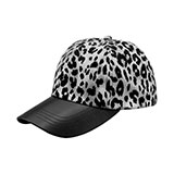 LEOPARD PRINT CAP WITH TEXTURED LEATHER BILL