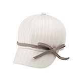 Ladies' White Stripe 6 Panel Cotton Twill Cap
