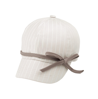 6592-Ladies' White Stripe 6 Panel Cotton Twill Cap