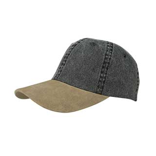 7611B-Washed Pigment Dyed Twill Cap W/Suede Bill