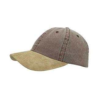 7611B-Washed Pigment Dyed Twill Cap W/Suede Bill