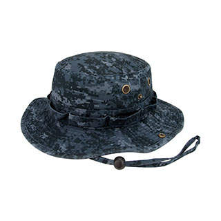 9013A-Washed Camouflage Twill Hunting Hat W/Self Fabric Chin Cord