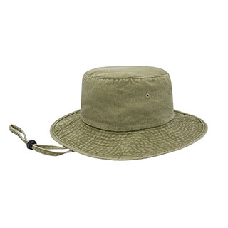 7804B-Washed Pigment Dyed Twill Bucket Hat W/Removable Chin Cord
