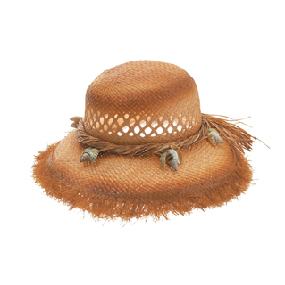 8180-Ladies' Tea Stained Raffia Straw Hat