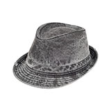 Washed Fedora Hat W/Distressed Look