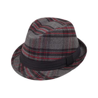 8933-Brushed Plaid Fedora Hat