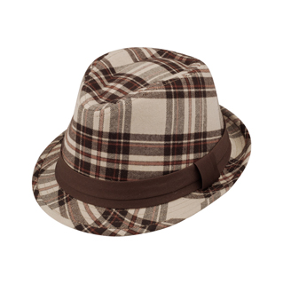 8933-Brushed Plaid Fedora Hat