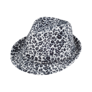 8935-Leopard Print Faux-Fur Fedora Hat