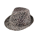 Leopard Print Faux-Fur Fedora Hat