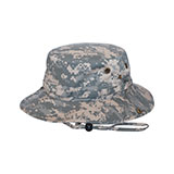 Washed Camouflage Twill Hunting Hat W/Self Fabric Chin Cord