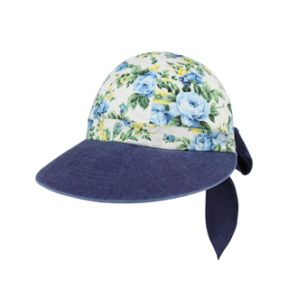 7671A-Ladies' Printed Flower Large Peak Hat