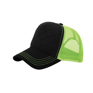 6878B-Fashion Quilted Trucker Cap With Neon Mesh
