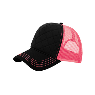 6878B-Fashion Quilted Trucker Cap With Neon Mesh