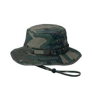 9013A-Washed Camouflage Twill Hunting Hat W/Self Fabric Chin Cord