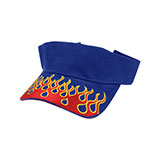 Brush Cotton Visor with Flame Embroidery On Bill