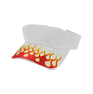 4031-Brush Cotton Visor with Flame Embroidery On Bill