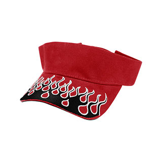 4031-Brush Cotton Visor with Flame Embroidery On Bill