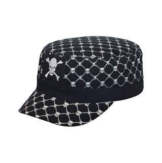 9040-Youth Fitted Army Cap W/Skull Print